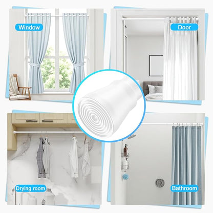 AIZESI Shower Rod 34-59 Inch - Non-Slip, No Drill spring curtain tension rod Never Rust Adjustable Tension Curtain Rod, White Shower Curtain Rod