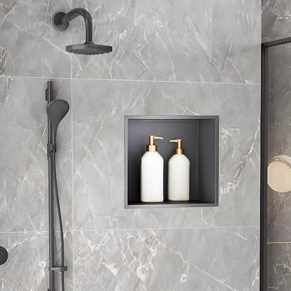 SaniteModar Shower Niche, Stainless Steel Shower Niche 12" X 12" No Tile Needed, Recessed for Bathroom Storage, Gray (Gray, 12x12)