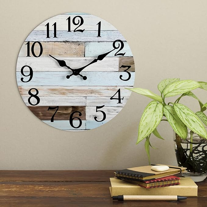 KECYET Wall Clock Battery Operated 16 Inch Silent Non-Ticking Coastal Country Style Decorative for Living Room, Kitchen, Home,Bathroom, Bedroom, Laundry Room