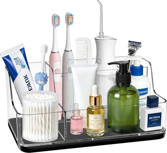 Black Cosmetic Storage Box Dressing Table & Bathroom Counter Storage Lipstick & Brush Beauty Organizer Dressing Table Skincare Organizer Suitable for Bathroom, Living Room, and Kitchen Storage