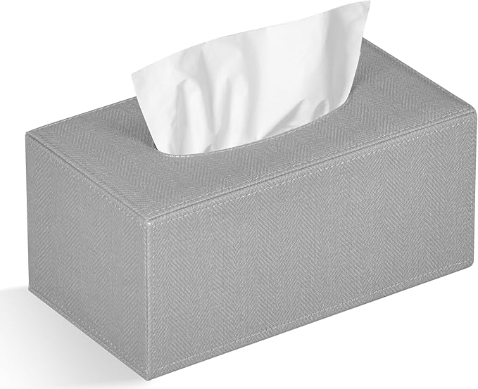 Tissue Box Cover Rectangular Tissue Box Holder for Bathroom (Grey)