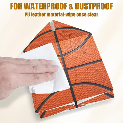 Basketball Tissue Box Cover 2PCS, Sport Ball Leather Tissue Box Holder Square Facial Paper Case Tissue Box Cube Organizer for Bathroom Bedroom Desk Office