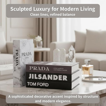Marble Large | 4 PCS Faux Decorative Books for Home Decor | Not Real Books (Cardboard Boxes) | Coffee Table, Bookshelf & Shelf Styling Display Props for Living Room, Office