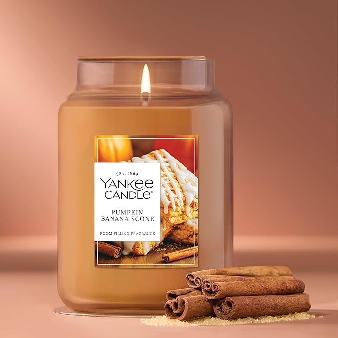 Yankee Candle Pumpkin Banana Scone, Holiday Scented Candle, 22oz Large Jar with up to 150 Hour Burn Time, Giftable