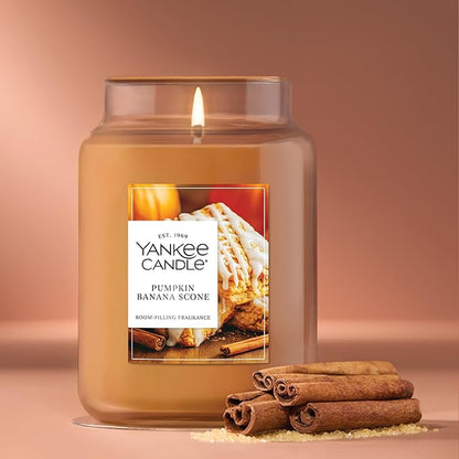 Yankee Candle Pumpkin Banana Scone, Holiday Scented Candle, 22oz Large Jar with up to 150 Hour Burn Time, Giftable