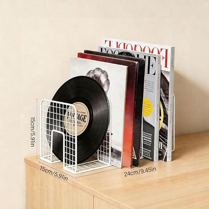 DAWASAPAT Vinyl Record Storage Holder Stand Vinyl Coated Metal Wire Rack Tabletop Magazine Holder Rack, Record Storage, Album Storage Rack Sorter Organizer for Home Office school