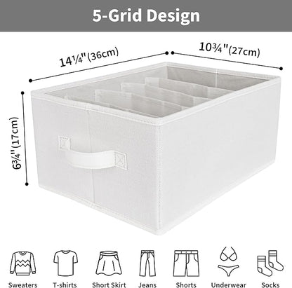 GRANNY SAYS Wardrobe Clothes Organizer, Drawer Organizers for Clothing, Closet Organizers and Storage, Organizer for Drawer, Pants, Jeans, T Shirt, Beige, 4-Pack