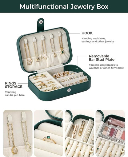 CASEGRACE Jewelry Box For Women Portable Travel Jewelry Case for Necklace Earring Rings Jewelry Holder Case Gift Box Girls