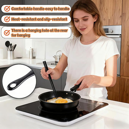 4.7 Inch Mini Frying Pan, Black Non-Stick Egg Pan with Hanging Hole, Flat Bottom Design for Gas, Induction, Electric Stove, Perfect for Single Serve Breakfast, Omelets & Camping, RV Use (Black)