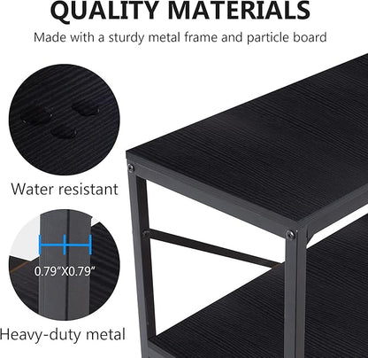 Tribesigns 70.9 Inch Extra Long Console Table, Modern Sofa Table Behind Couch Table with Storage Shelves, 3-Tier Industrial Hallway Entryway Table for Living Room, 3 Shelf Bookshelf(Black)