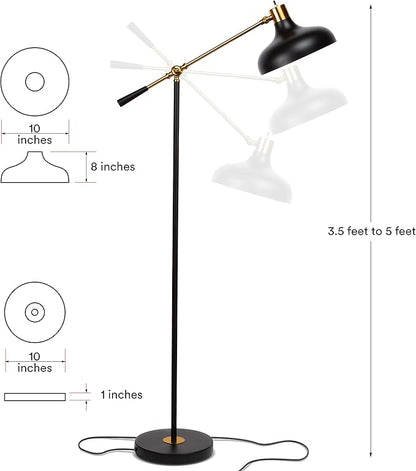 Brightech Wyatt LED Floor Lamp, Industrial Floor Lamp for Living Rooms & Offices – Charming Farmhouse Floor Lamp, Adjustable Head Standing Lamp for Bedroom Reading, Stunning Living Room Décor