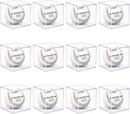 12 Pack Baseball Display Case UV Protected Acrylic Clear Baseball Holder Square Cube Ball Protector Memorabilia Autograph Display Box for Official Size Baseball