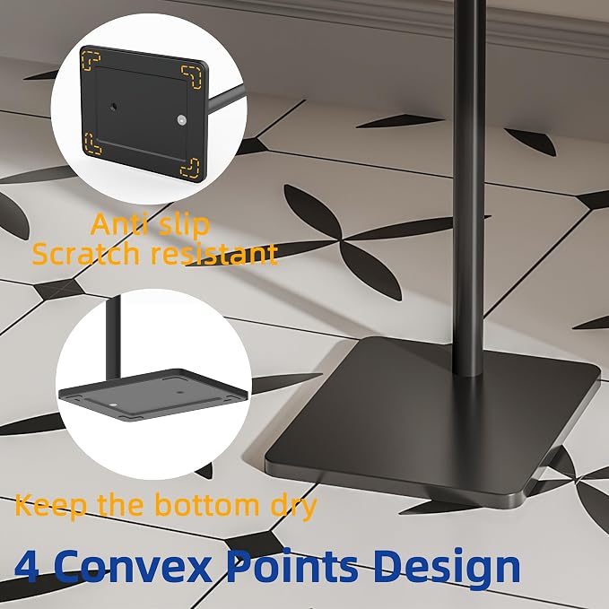 RUACQ Toilet Paper Holder Stand, Bathroom Toilet Paper Roll Holder Free Standing, Toilet Tissue Holder Stand with Post Pivoting Design, Stable Weighted Base, SUS304 Stainless Steel (Matte Black)