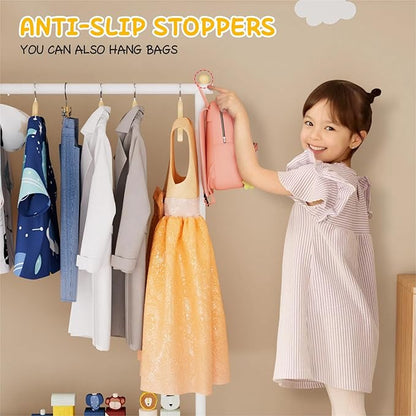MISSLO Kids Clothing Rack with Basket Small Dress Up Storage Short Toddler Dress Up Rack Kids Closet for Baby Clothes, White