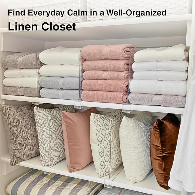 Shelf Dividers Purse Organizer for Closet: 8-Pack Acrylic Bag Storage Organizer for Handbags, Clutches, Clothes, Sweater, Towel on Wood Shelves