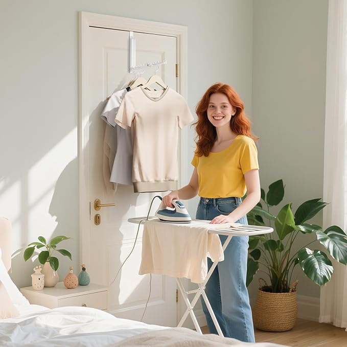 BAKON Over The Door Hooks, Small Space Double Folding Portable Over The Door Drying Rack for Laundry, Bathroom, Bedroom, Travel Storage and Drying (2Pack,White)
