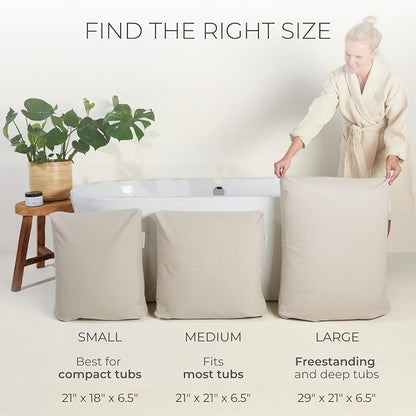 BADESOFA® Luxury Bath Pillows for Tub Full Body Set - 3-Piece Bath Pillow Set with Premium Materials & CleanDry+ - Bathtub Pillows for Head and Neck Support - Tub Pillow for Bathtub in Ivory Pearl