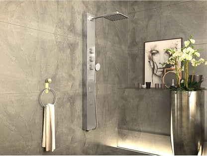 ANZZI Shower Head Panel 53", Tower System, Polished Chrome Stainless Steel Metal 3 Turbo Jetted & Multi Functional, High Pressure Jet + Rainfall + Handheld Wand Combo, Wall Mount (SP-AZ015)
