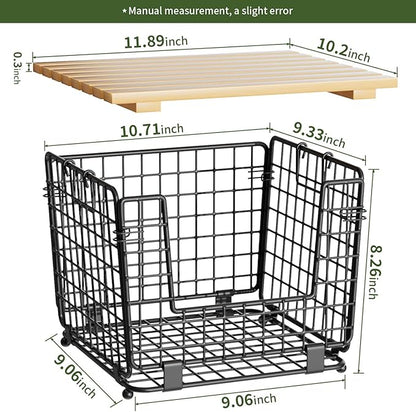 Wire Storage Basket for Kitchen Pantry: GGIU Stackable Kitchen Counter Organizers - Wire Organizing Bin for Produce Fruit Vegetable Potato and Onion Black
