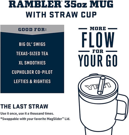 YETI Rambler 35 oz Tumbler with Handle and Straw Lid, Travel Mug Water Tumbler, Vacuum Insulated Cup with Handle, Stainless Steel, King Crab