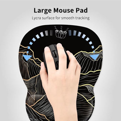 EooCoo Ergonomic Mouse Pad with Wrist Support, Mousepad with Memory Foam Wrist Rest and Non-Slip Base for Laptop, Cafe, Home & Office, 9.64 x 8.26 in Office Desk Accessories