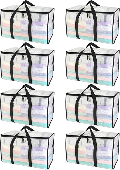 BALEINE 16-Pack Oversized Moving Bags with Reinforced Handles, Heavy-Duty Storage Tote for Clothes, Moving Supplies (Clear, 16-Pack)