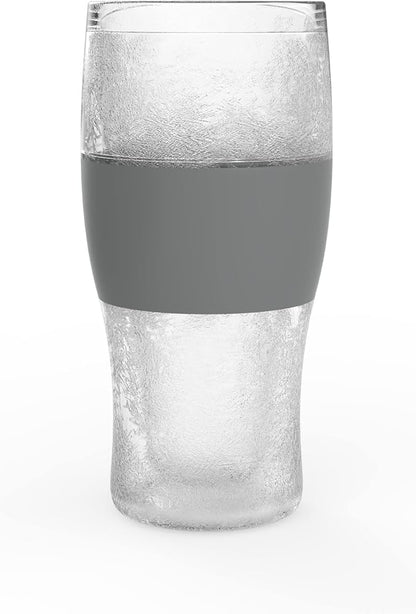 Host Freeze Beer Glasses, Frozen Beer Mugs, Freezable Pint Glass Set, Insulated Beer Glass to Keep Your Drinks Cold, Double Walled Insulated, 16oz, Grey