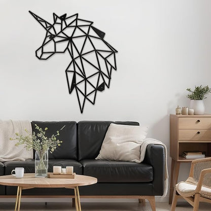 SIGNLEADER Metal Wall Art Decor Sad Unicorn Modern Abstract Wall Sculpture Hangings Home Decoration for Living Room, Bedroom, Bathroom, Kitchen, Outdoor - 36" Black