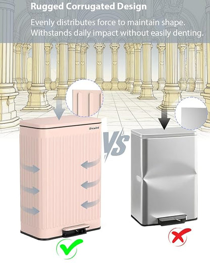Lovewind Kitchen Trash Can, 18.5 Gallon / 70L Large Kitchen Garbage Can with Soft Close Lid – Pet Resistant, Removable Inner Bucket, Stainless Steel Trash Bin Perfect for Big Families, Pink
