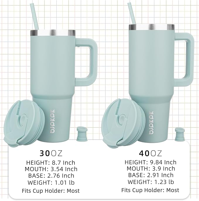 BJPKPK 30 oz Tumbler With Handle Insulated Tumblers With Lid And Straw Stainless Steel Thermal Cup,Blue Haze