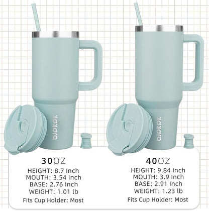 BJPKPK 30 oz Tumbler With Handle Insulated Tumblers With Lid And Straw Stainless Steel Thermal Cup,Blue Haze