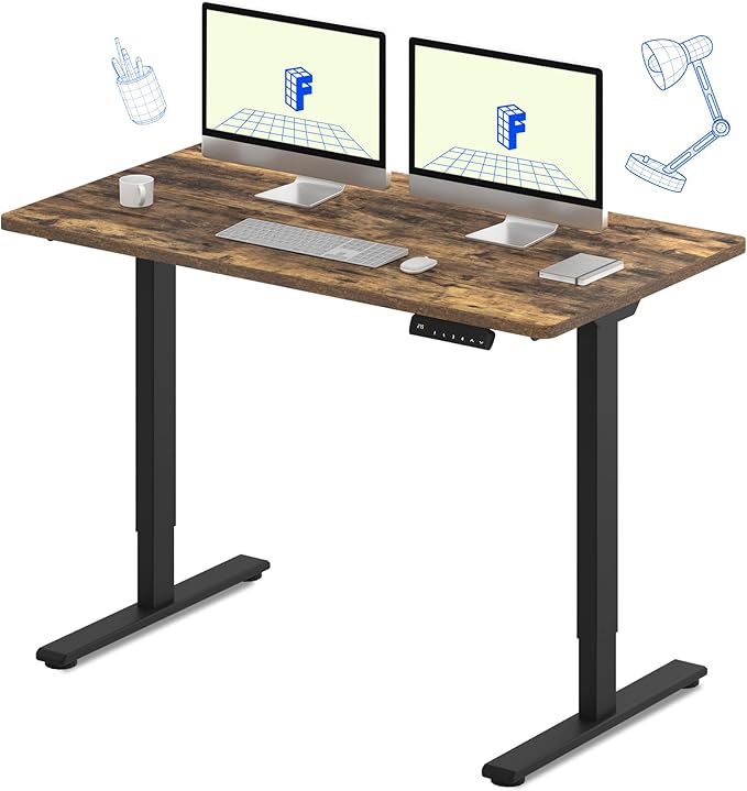 FLEXISPOT E3 Dual Motor Electric Standing Desk 55 x 28 Sit Stand Up Desk, Holds 220 lbs, Adjustable Height w/ Memory Presets, One-Piece Special Walnut Desktop & Black Frame, Ships in 2 Boxes