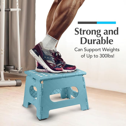 Handy Laundry Folding Lightweight Step Stool - Sturdy Enough to Support Adults - Opens Easy with One Flip - Great for Kitchen, Bathroom or Bedroom (Teal | 2-Pack)
