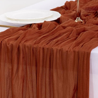 Socomi 3pcs Terracotta Valentine's Day Cheesecloth Table Runner Boho Rustic Gauze 120 inch 10FT Cheese Cloth Runner for Wedding Party Baby Shower Birthday Home Decor Holiday Decorations