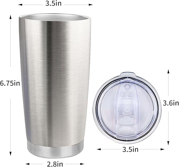 20oz Stainless Steel Tumbler with Lid, Travel Mug - Double Wall Vacuum Powder Coated Cup - Stainless steel, 1 Pack