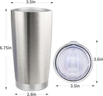 20oz Stainless Steel Tumbler Bulk with Lid, Travel Mug - Double Wall Vacuum Powder Coated Cup - Stainless steel, 12 Pack