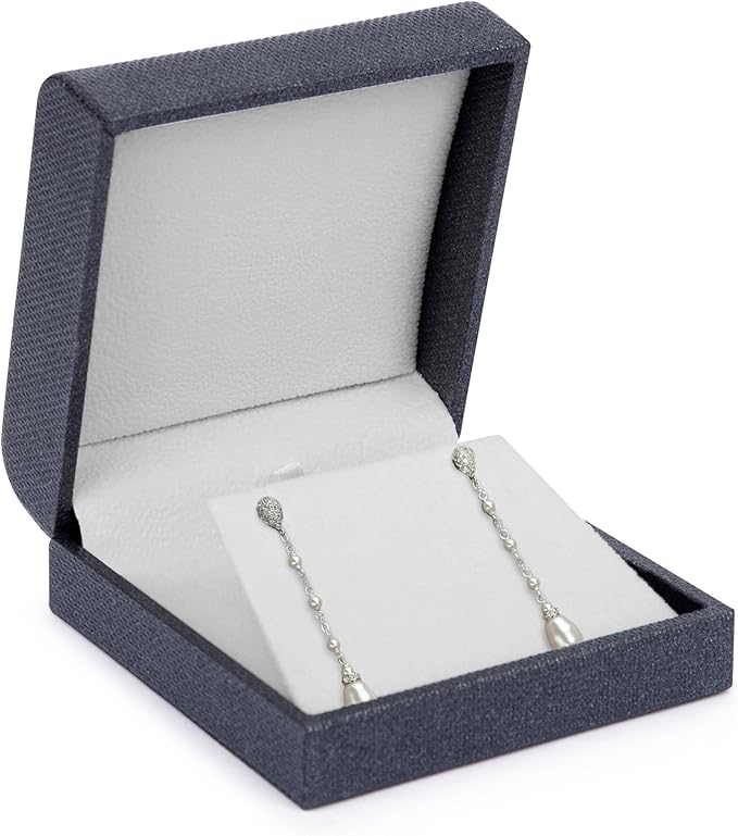 Luxury Reversible Weave Texture Jewelry Display Box for Men & Women - Earring Box & Pendant/Neckless Box Ideal for Earring/Studs, Necklace/Pendant - Jewelry Gift Box with Suede Interior