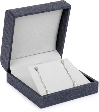 Luxury Reversible Weave Texture Jewelry Display Box for Men & Women - Earring Box & Pendant/Neckless Box Ideal for Earring/Studs, Necklace/Pendant - Jewelry Gift Box with Suede Interior