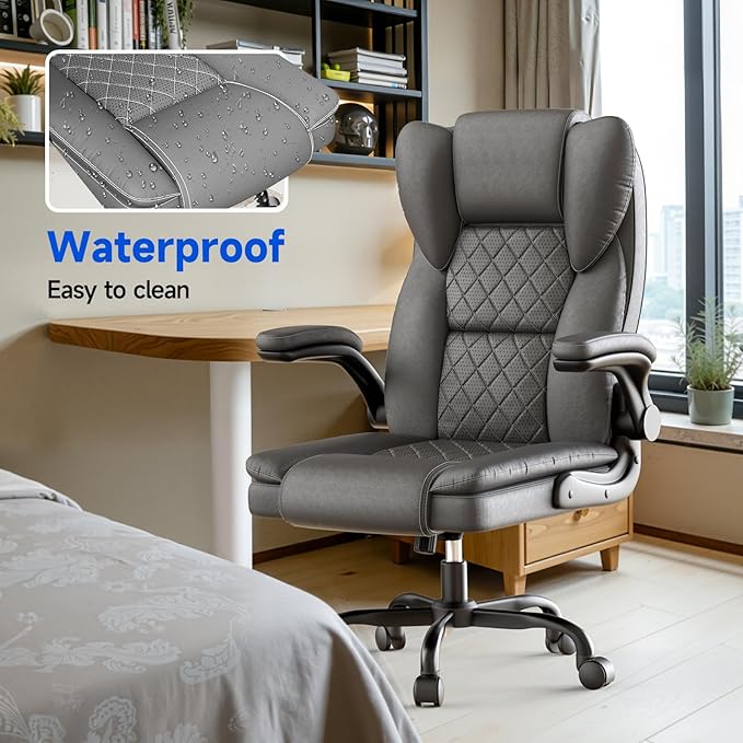 Big and Tall Office Chair Executive Chairs with Adjustable Armrests and Lumbar Support Ergonomic High Back Gaming Chair Computer Chair (Deep Grey, Oversized)