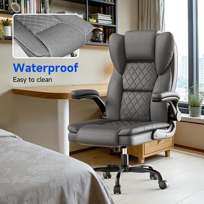 Big and Tall Office Chair Executive Chairs with Adjustable Armrests and Lumbar Support Ergonomic High Back Gaming Chair Computer Chair (Deep Grey, Oversized)