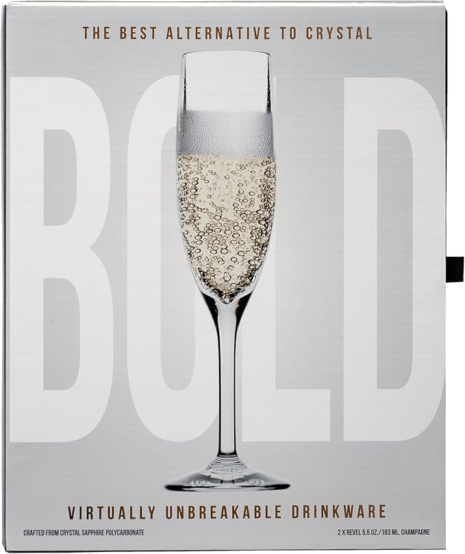 Revel 5.5 oz. Champagne Flute Unbreakable Polycarbonate Glass - Gift Pack (Set of 2)
