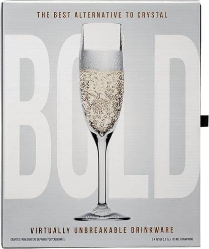 Revel 5.5 oz. Champagne Flute Unbreakable Polycarbonate Glass - Gift Pack (Set of 2)