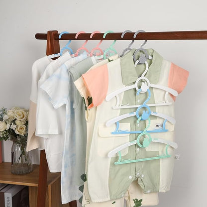 50 Pack Infant Hangers, Non-Slip Kids Hanger, 11"-14" Adjustable Baby Hanger, Space Saving Plastic Hangers for Girl Boy Toddler Kids Child (Multicolour)