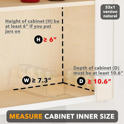SpaceAid Bamboo Pull Out Spice Rack Organizer for Cabinet, Heavy Duty Slide Out Seasoning Kitchen Pantry Sliding Vertical Organization, 7.3" Wide, 2 Drawers(3" Wide), 1-Tier, Natural