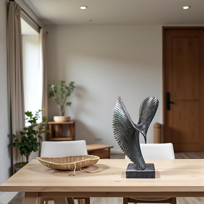 Modern Abstract Eagle Decorative Sculpture, Dining Living Room Desk Decor,Geometric Home Decor Statues,Shelf Top Decor Aesthetics, Coffee Tables or Office Shelves（Bronze Colored）