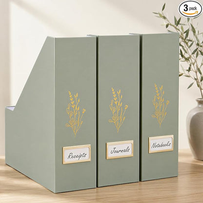 ZICOTO Beautiful Magazine Holder Set Of 3 - Sturdy File Holder to Organize Your Desk Or Shelves - The Perfect Office Storage to Effortlessly Organize Your Paperwork/Files, Magazines, Books Or Binders