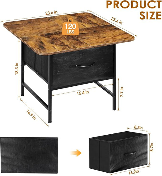 Coffee Tables for Living Room,Modern Small Coffee Table with 2 Large Storage Drawers,Wooden Square Center Table for Small Space,Apartment,Dorm,Home Office,Rusitc Brown
