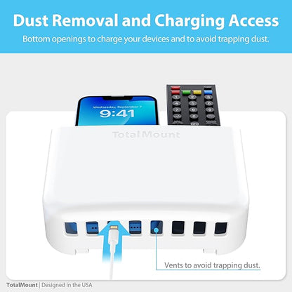 TotalMount Hole-Free Remote Holder – Eliminates Need to Drill Holes in Your Wall (Premium White Holder for 2 or 3 Remotes)