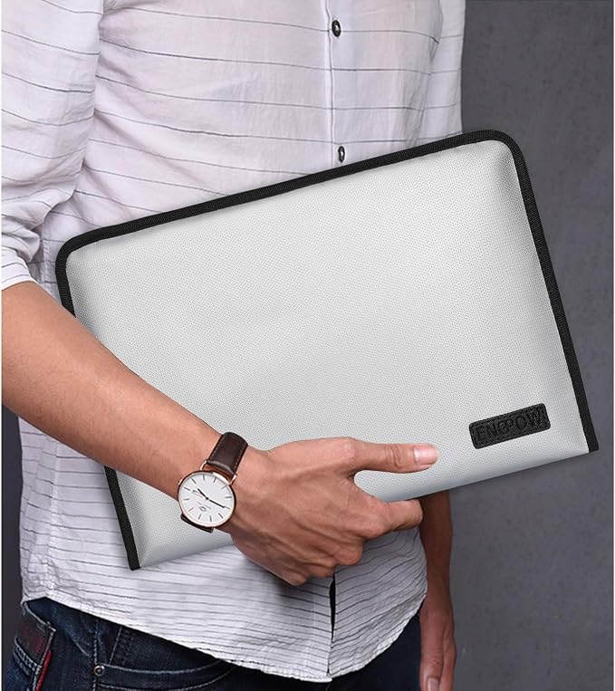 ENGPOW Expanding File Folder Important Document Organizer Fireproof and Waterproof Document Bag with A4 Size 13 Pockets Zipper Closure Non-Itchy Silicone Coated Portable Filing Wallet Pouch(Silver)