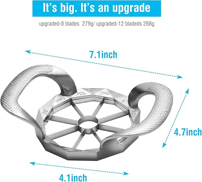Apple Slicer, HEAVY DUTY Apple Corer, 8-Blade Stainless Steel Apple Cutter Divider Pitter ，Sturdy and Sharp